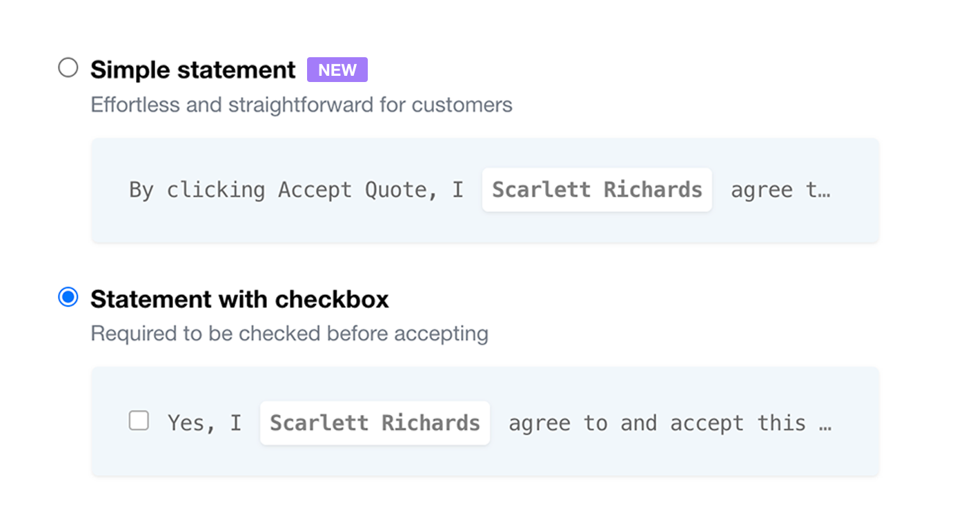 eSignature Settings Statement