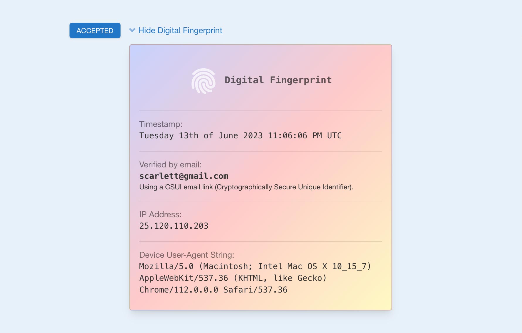 Digital Fingerprint