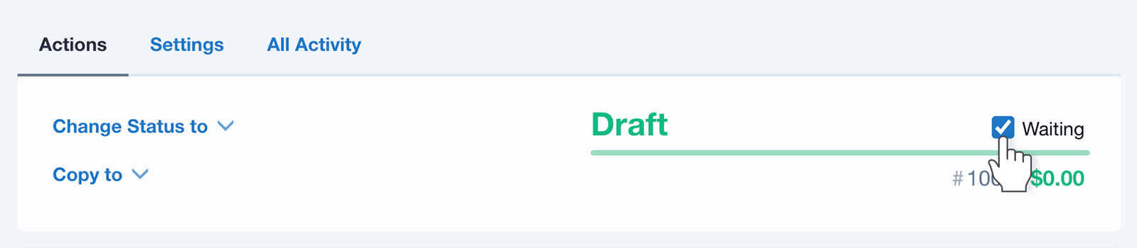 Put a Draft Quote into Waiting