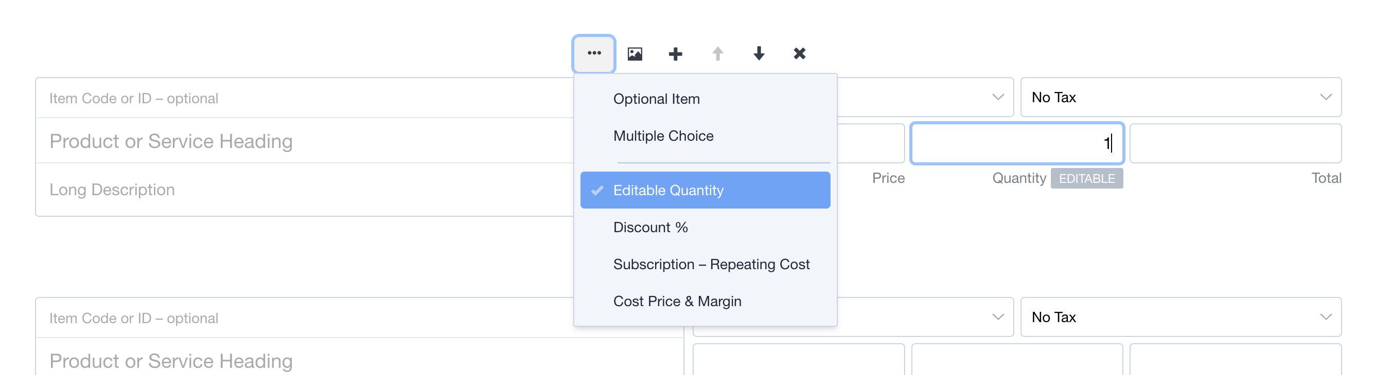 How to apply an Editable Quantity