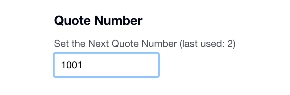 Set the Next Quote Number