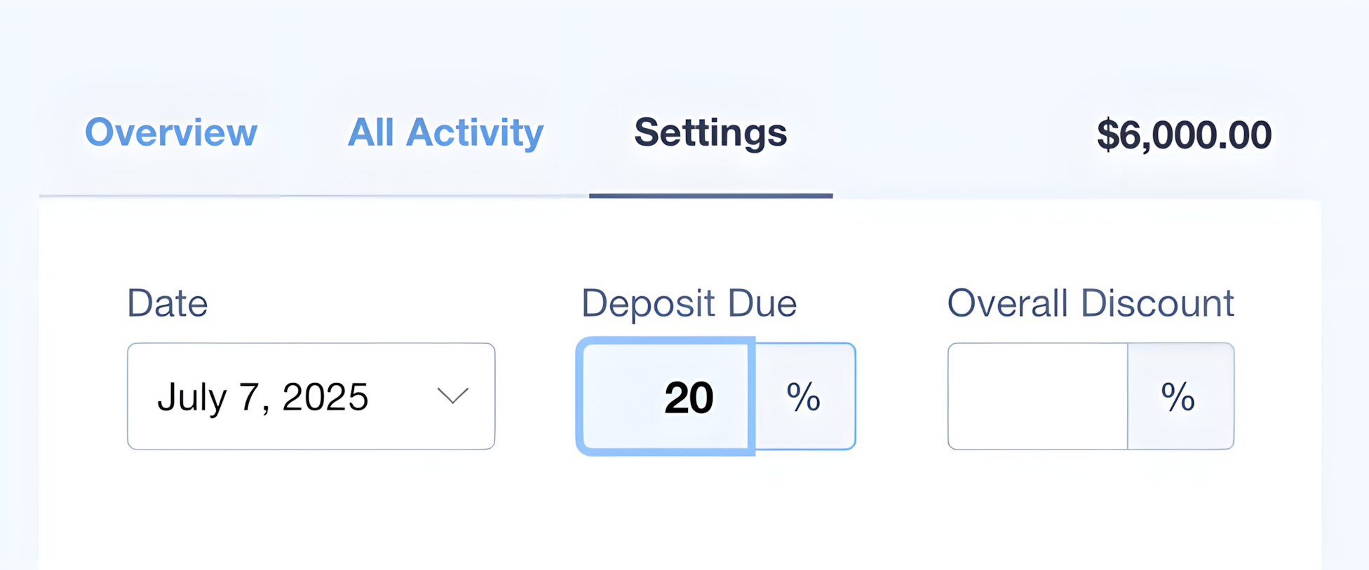 Deposit Due - Edit Screen