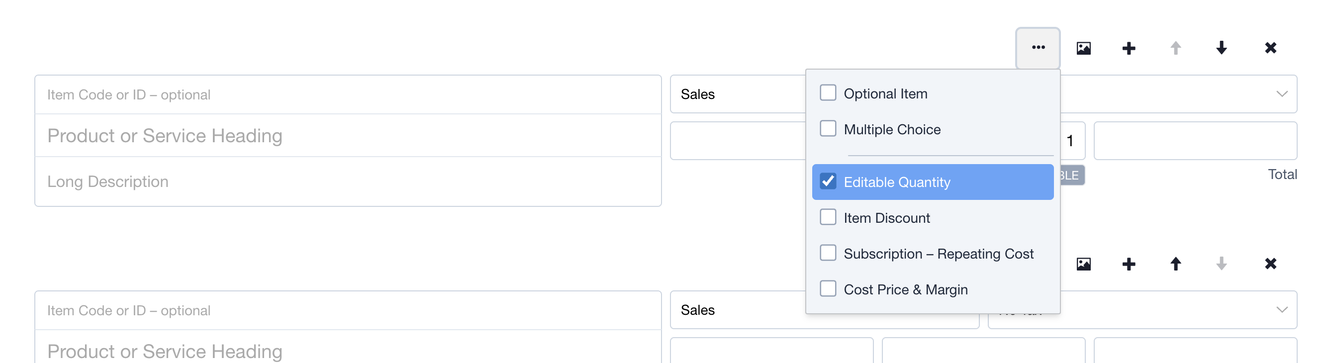 How to apply an Editable Quantity