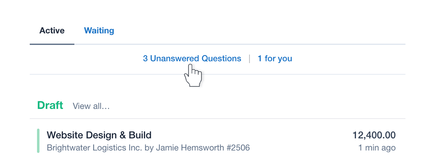 Screenshot of Unanswered Questions