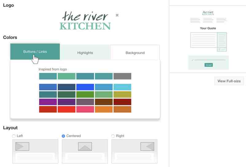 An example of the many quote layout options
