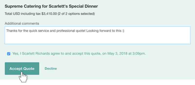 Showing how simple it is for a customer to accept the quote