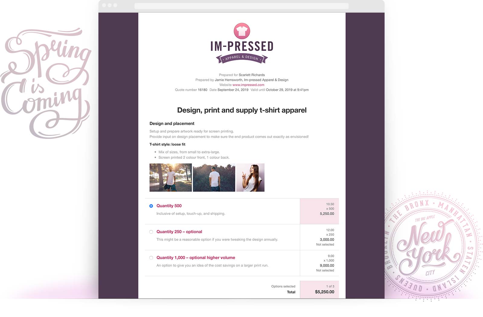 Screen Printing Quote Template example