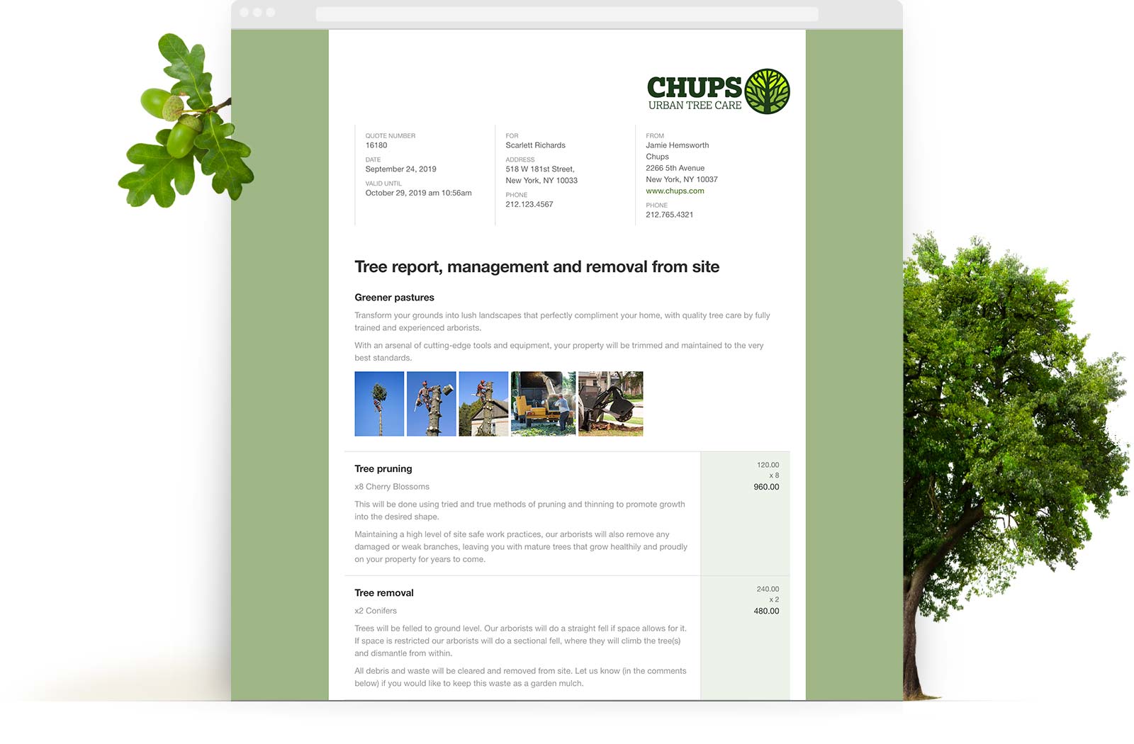 Arborist Quote Template example