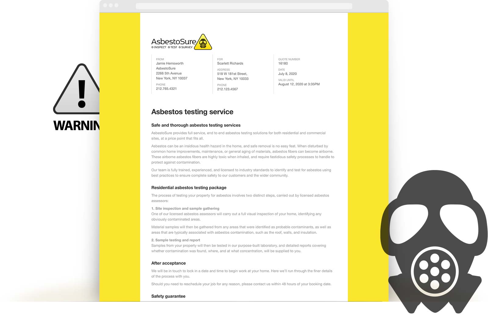 Asbestos Testing Quote Template example