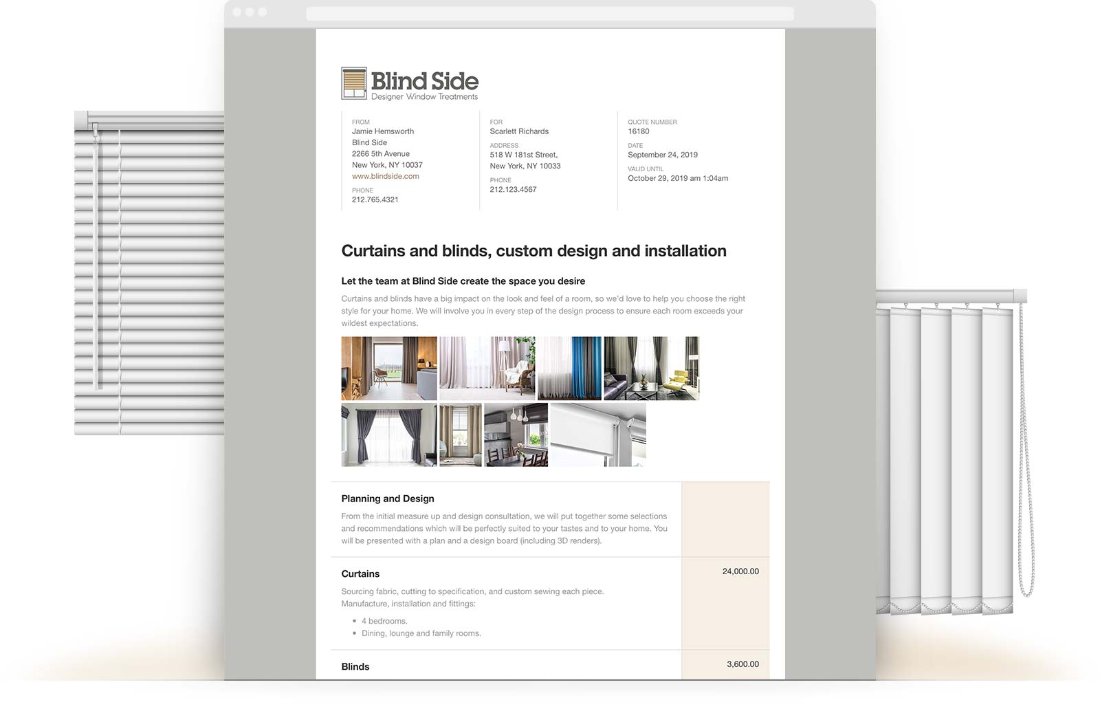 Curtains & Blinds Quote Template example