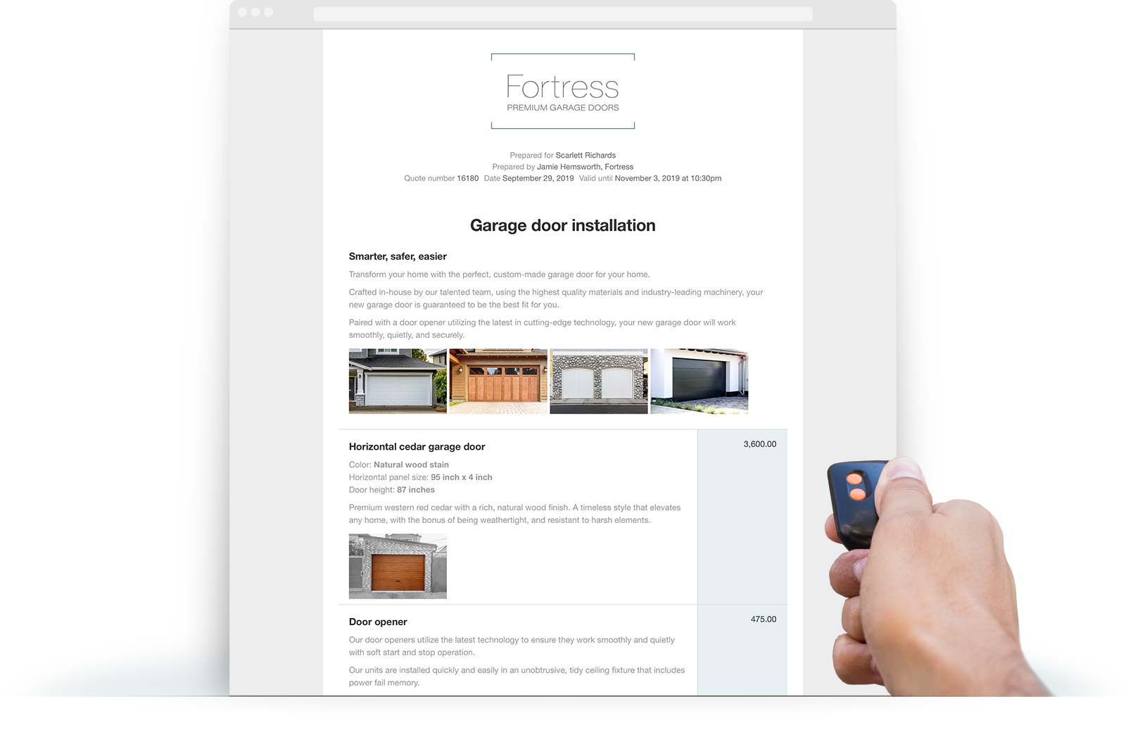 Garage Door Quote Template example