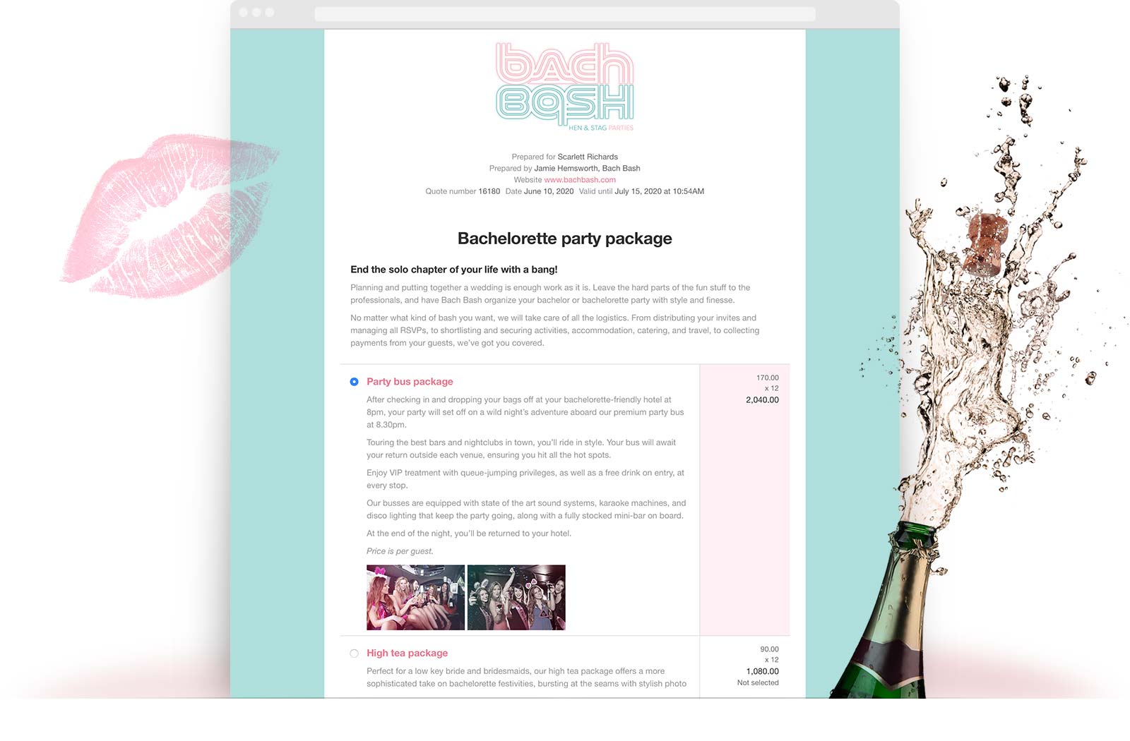 Hen and Stag Parties Quote Template example