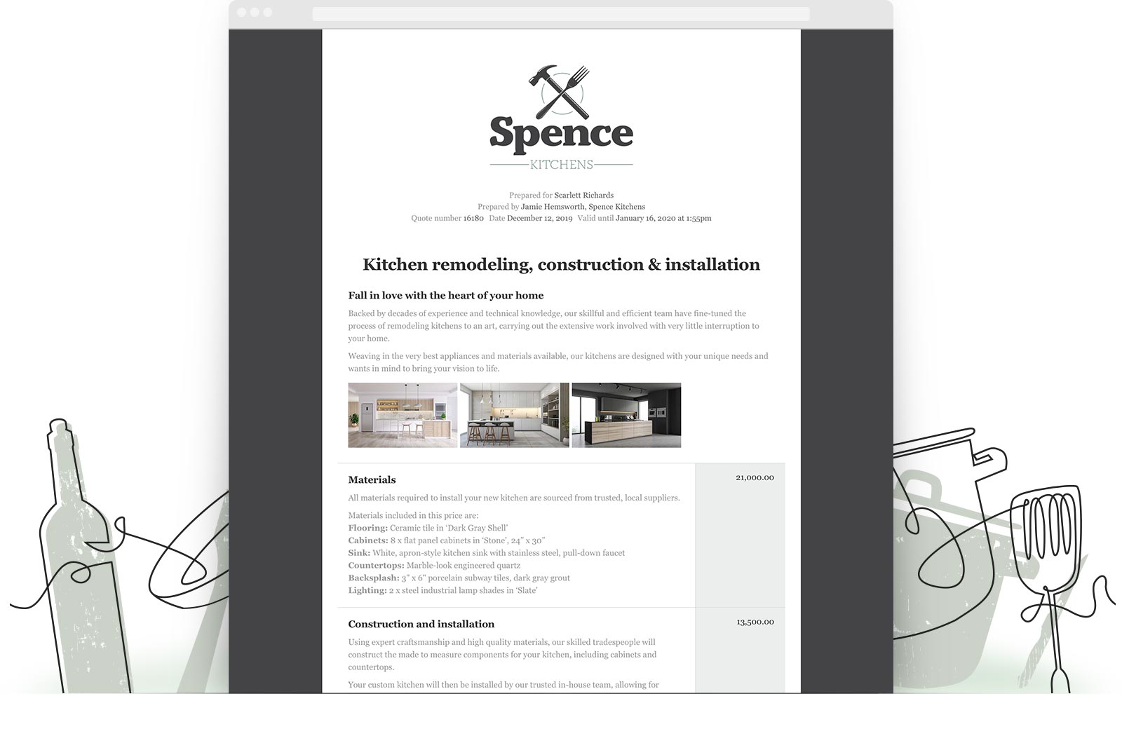 Kitchen Remodeling Estimate Template example