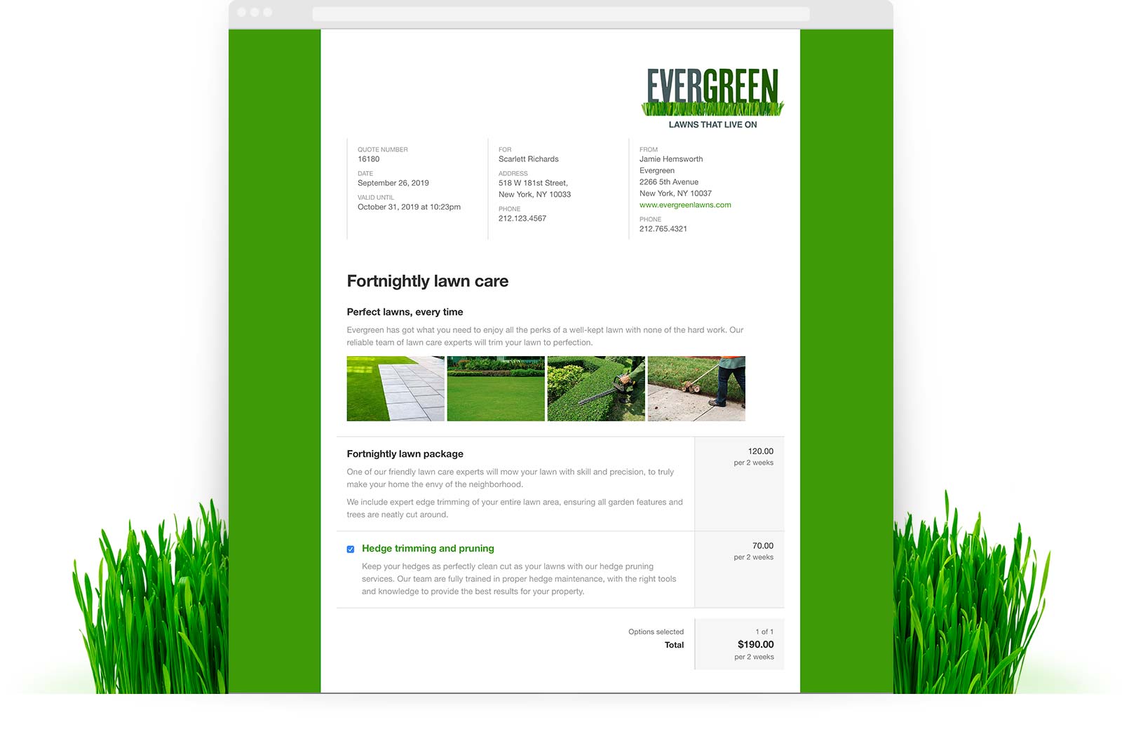 Lawn Mowing Quote Template example