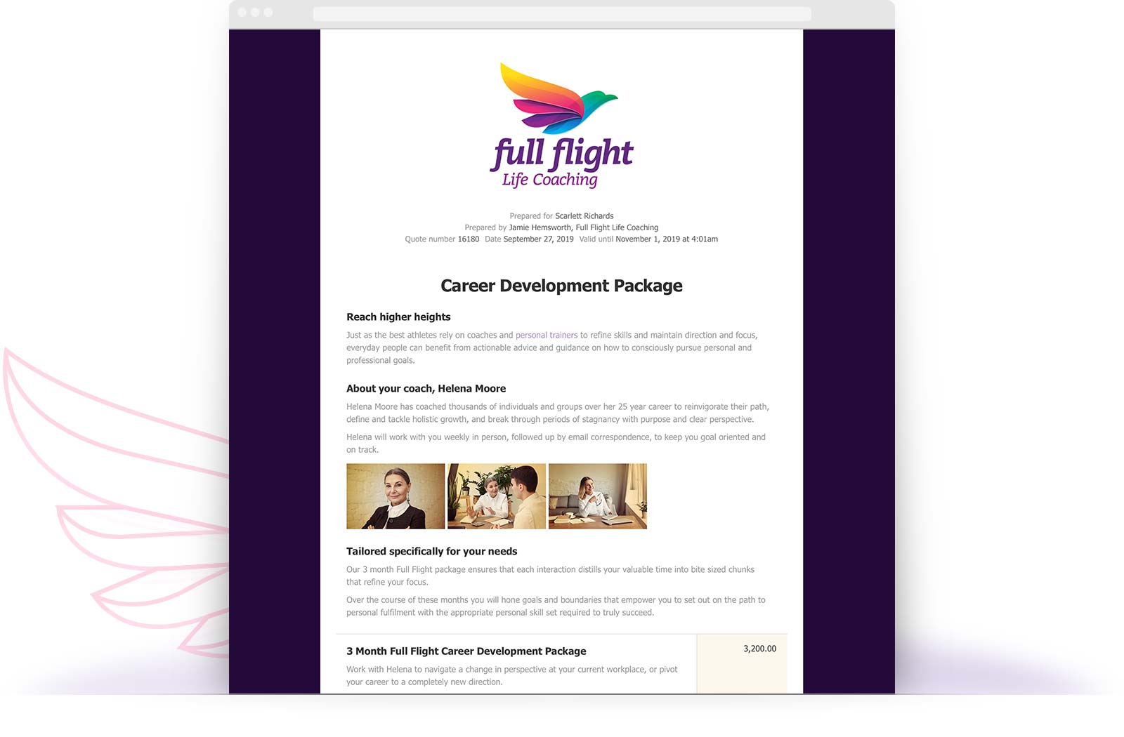 Life Coaching Proposal Example example