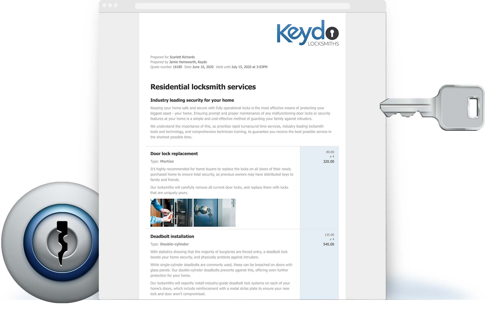 Locksmith Quote Template example