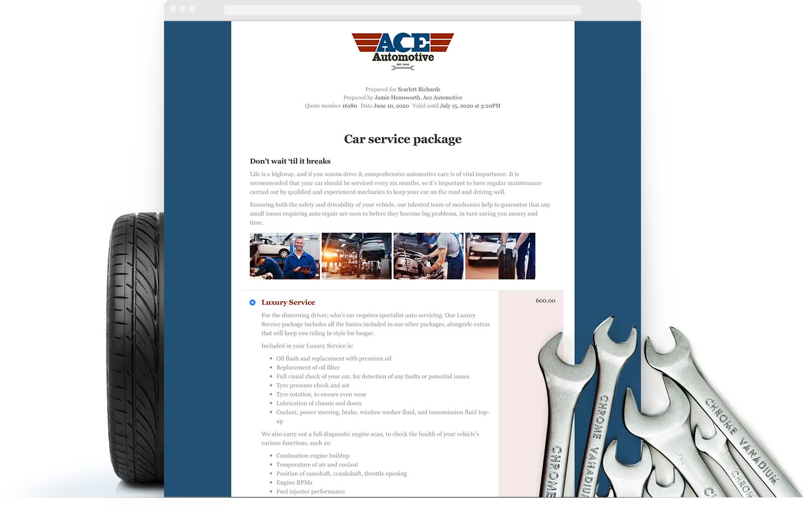 Mechanic Auto Repair Quote Template example