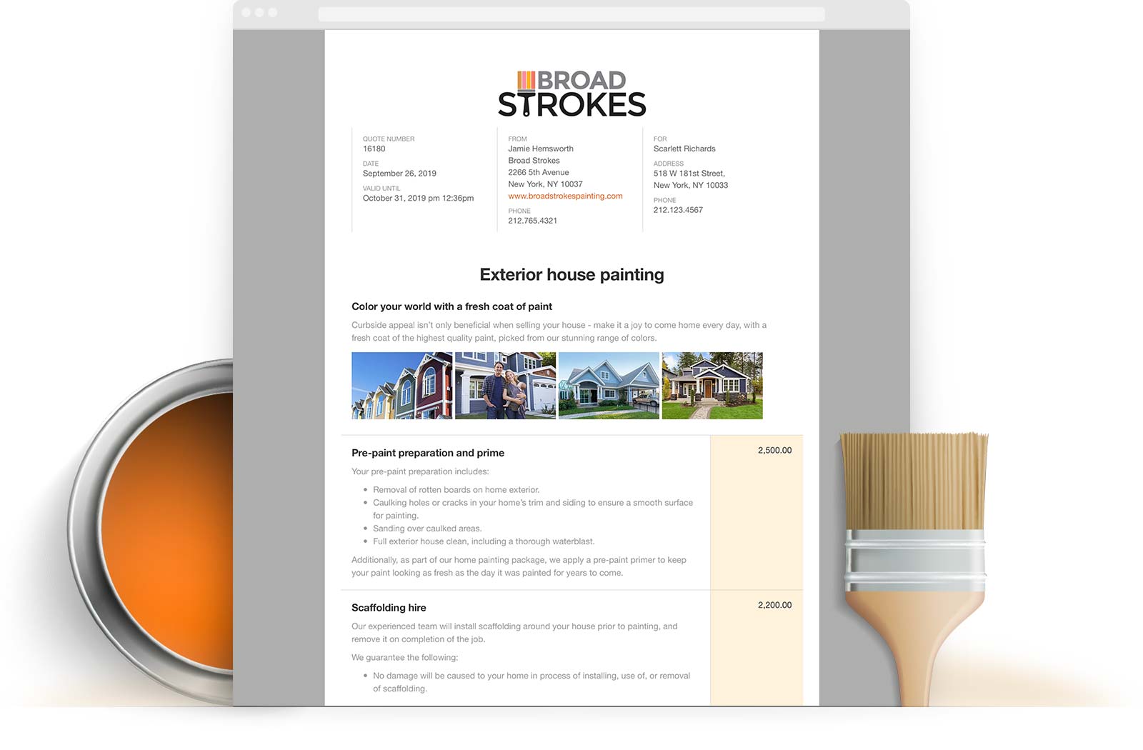 Painting & Decorating Estimate Template example