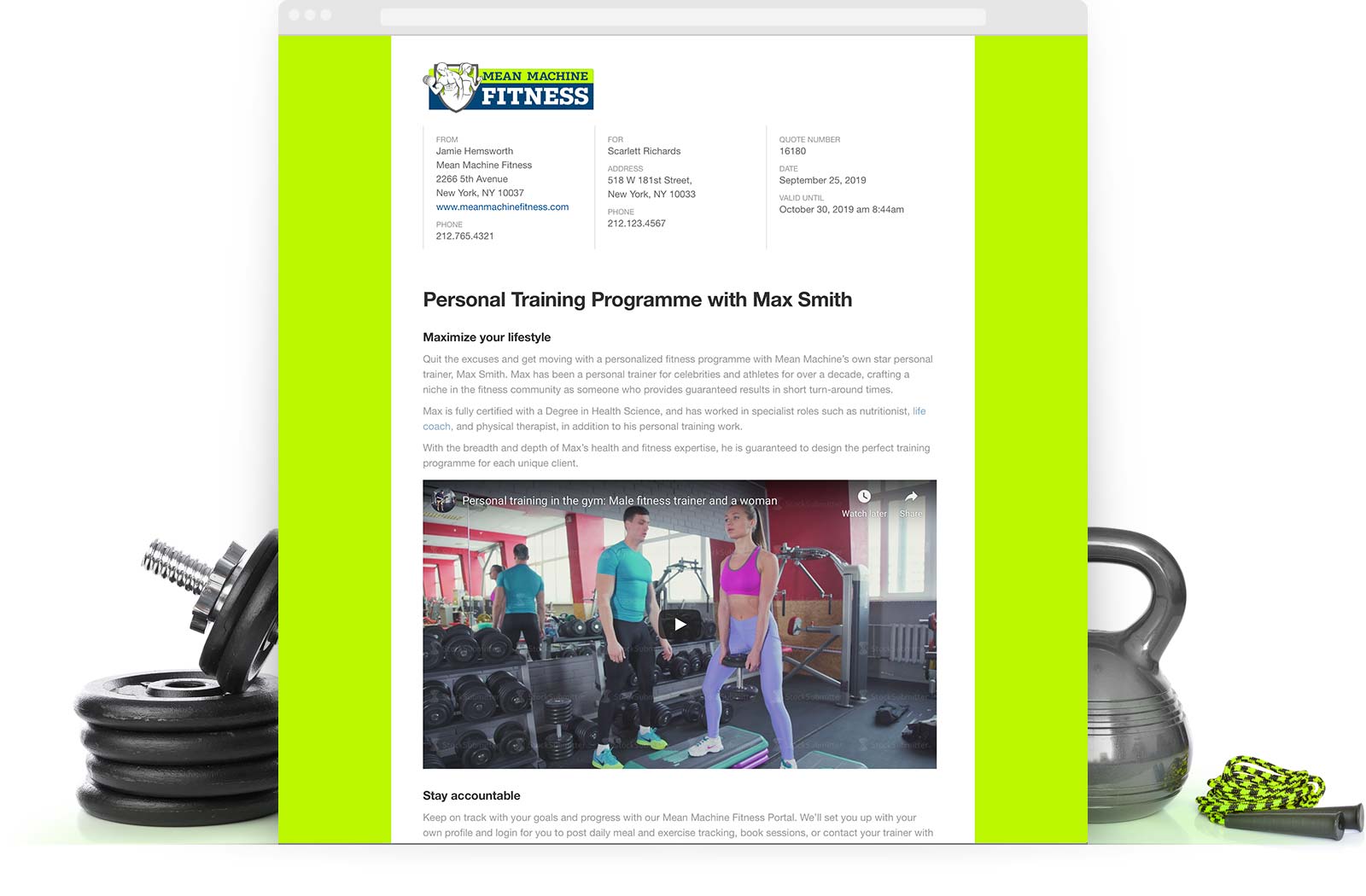 Personal Trainer Proposal Sample example