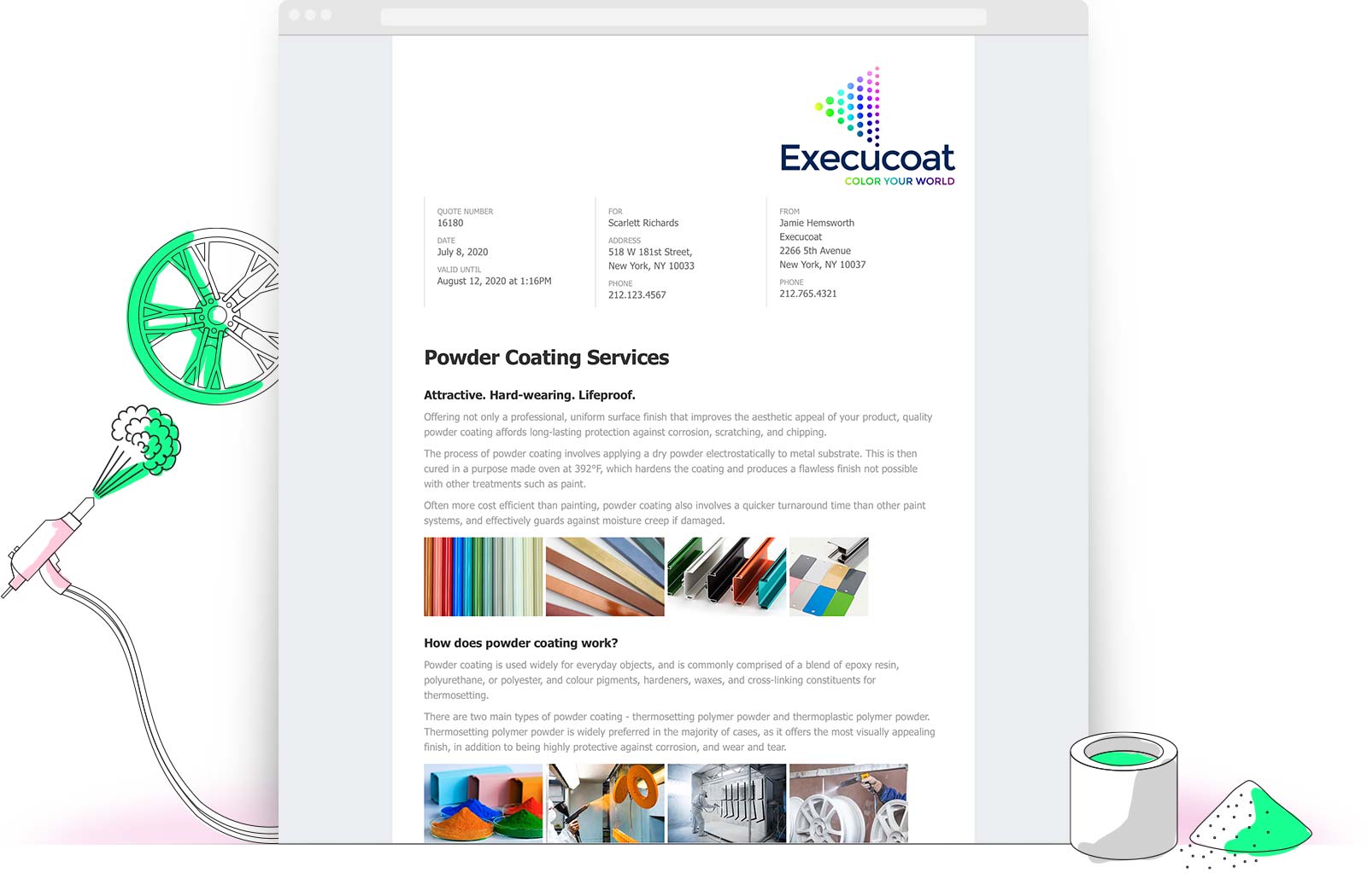 Powder Coating Quote Template example