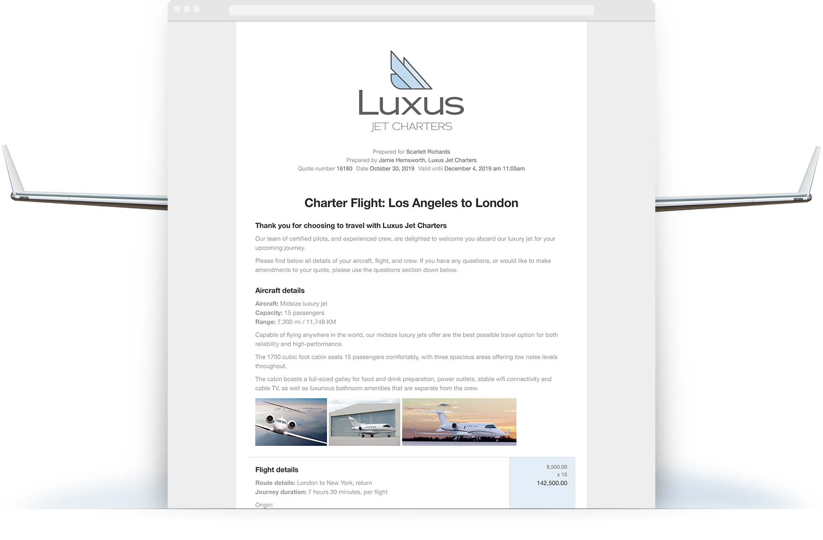 Private Jet Charter Proposal Example example