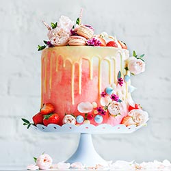 Macaron and berry wedding cake