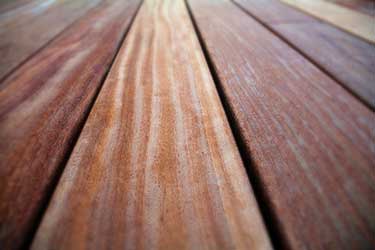 Close up of dark colored decking wood