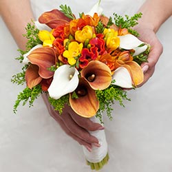 Yellow and orange bridal bouquet