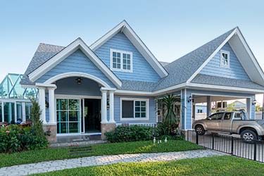 Stunning exterior paint job on stylish suburban home